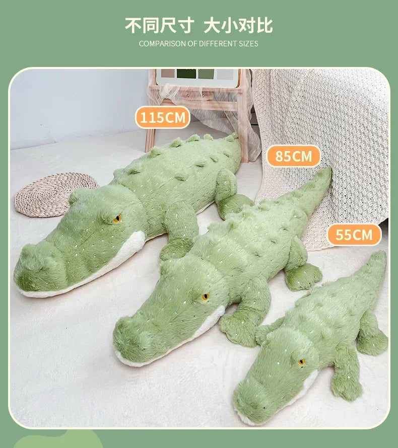 Soft Crocodile Plush Toy – Fluffy Stuffed Alligator Pillow Doll, Jungle Green Sofa Cushion, Birthday Gift