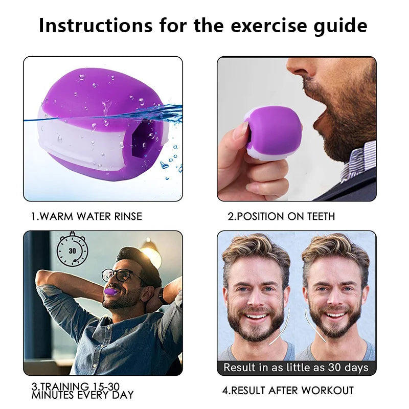 V-Shaped Faceshape Fitness Tool - Men's Facial Exerciser for Jawline & Jaw Muscles with Chew Ball Training