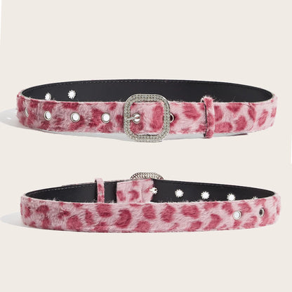 Gothic Y2K Faux Fur Belt - Women’s Punk Hip Hop Waistband for Jeans & Winter Fashion