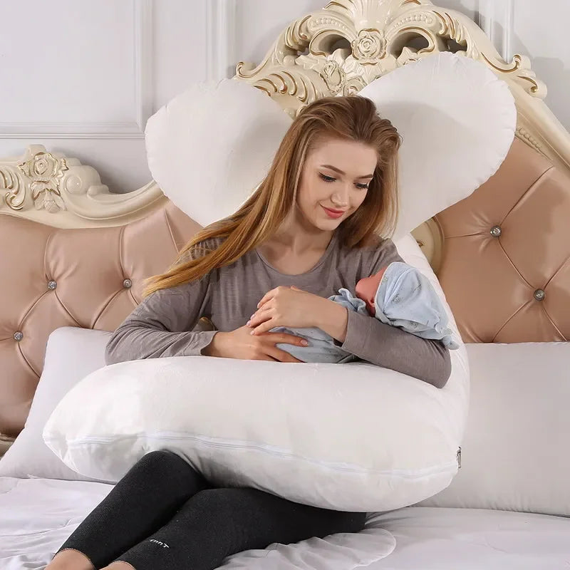 Soft Fleece U-Shaped Pregnancy Pillow – Multi-Function Side & Lumbar Support Cushion for Women