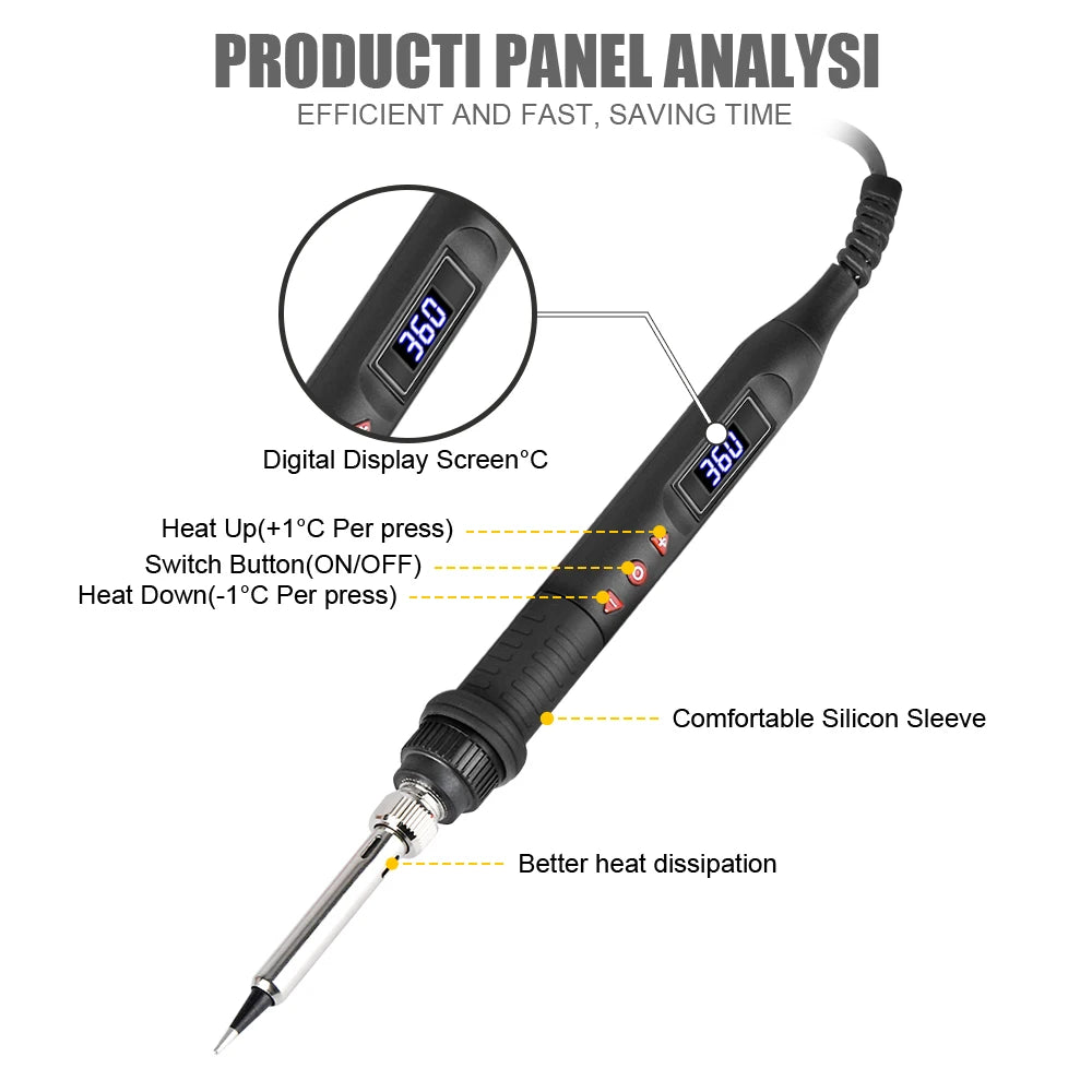 JCD 60W/80W Electric Soldering Iron – Adjustable Temperature with Digital Display for Welding & Repair