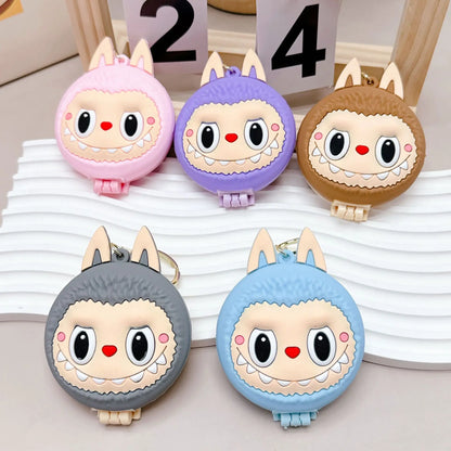 Kawaii Labubu Monsters Zimomo Mococo Comb Mirror Keychain – Cute Portable Air Cushion Comb Gift for Girls