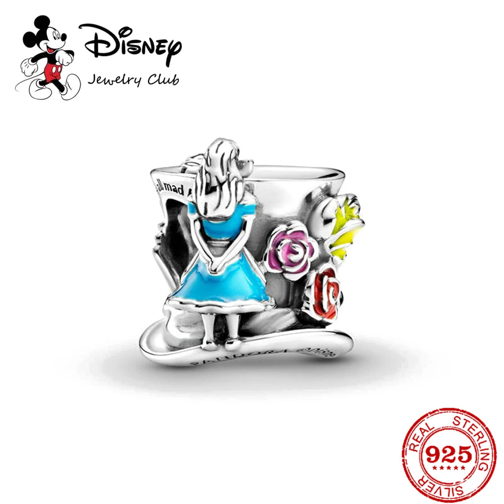 New 925 Sterling Silver Mickey Minnie Vinnie Charm – Beaded Fit for Original Pendant Bracelet, DIY Ladies Jewelry