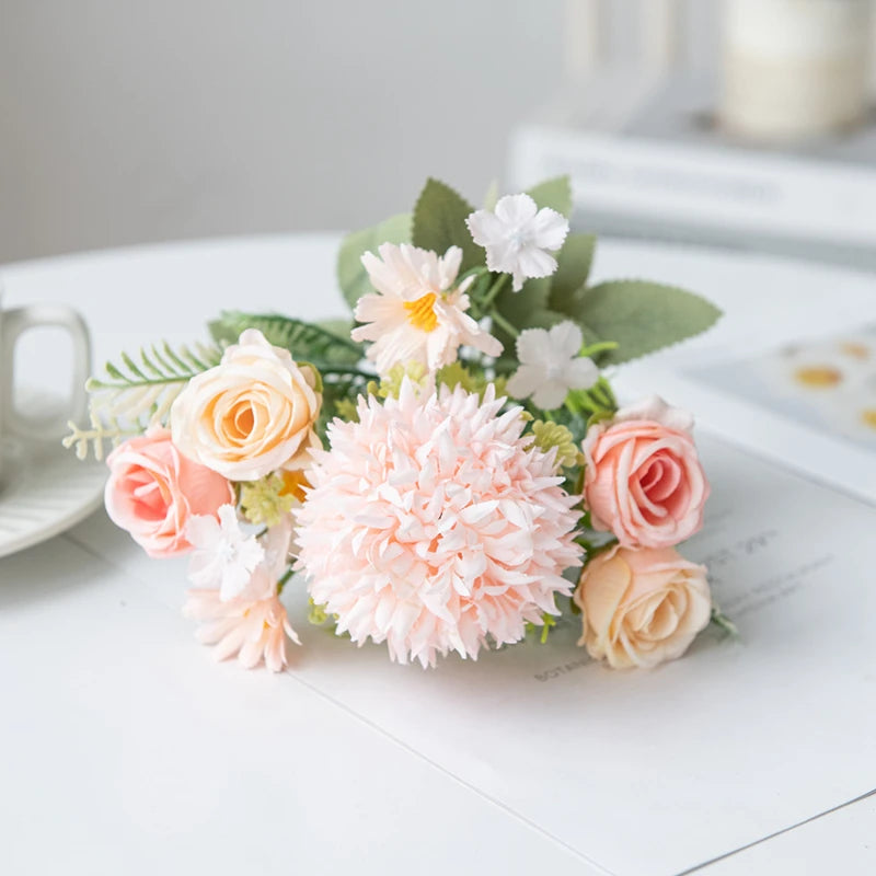 7-Piece Chamomile Faux Flower Arrangement — Flowerpot Ornament & Wedding Accessory