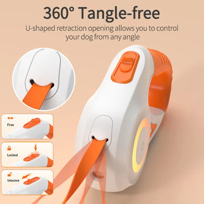 Experience Ultimate Pet Freedom with ROJECO 5M Automatic Retractable Dog Leash - LED Luminous Fashionable Light Straps for Dog Walking and Running