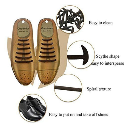 12 Pcs No Tie Shoelaces – Silicone Elastic Shoe Laces for Men’s and Women’s Casual Leather Shoes