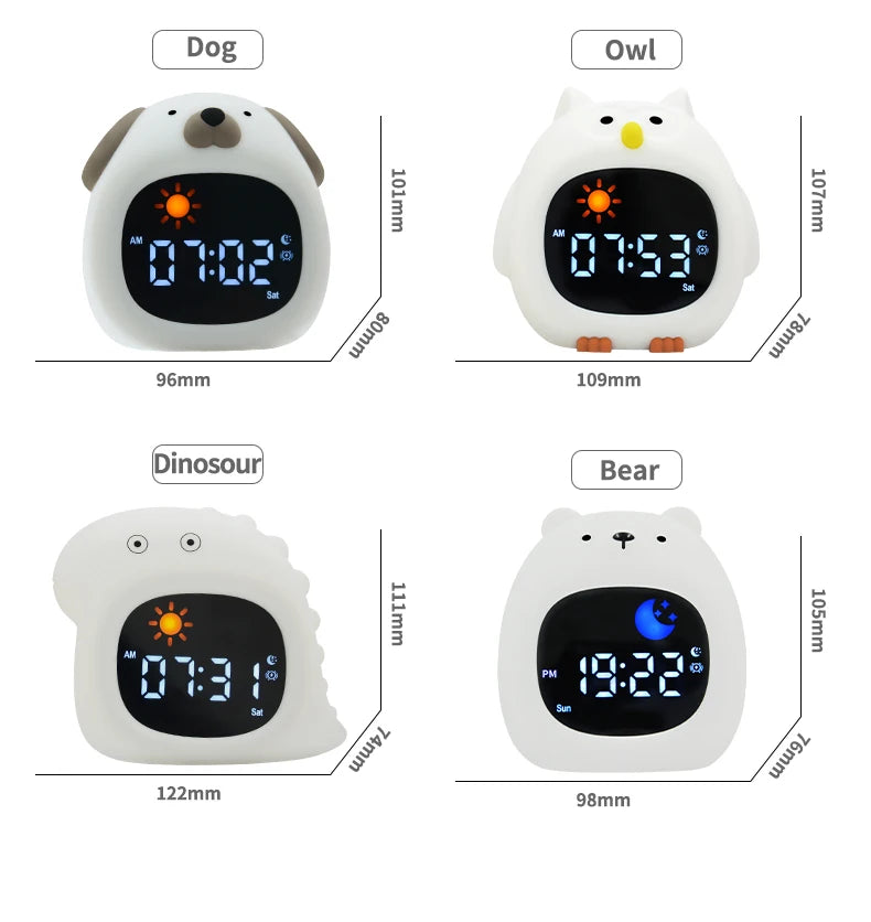 Cat Night Light Alarm Clock – LED Musical Sleep Training Clock for Kids & Babies