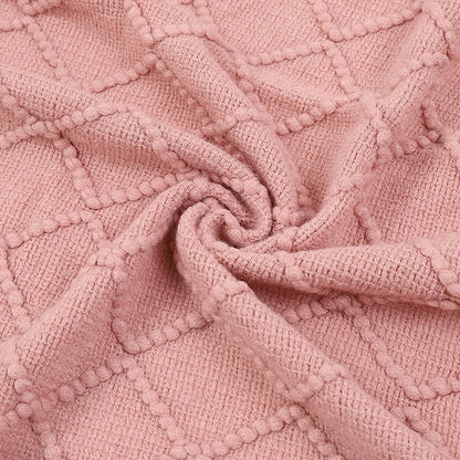 White Boho Throw Blanket – Textured Chunky Knitted Vintage Luxury Bedspread, Sofa Cover Manta Para Sofá