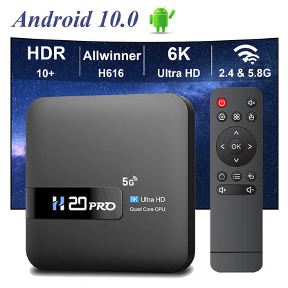 H20PRO Smart Android TV Box – Android 10.0, 16GB, Dual WiFi 2.4&5G, 4K/1080P Media Player with Play Store