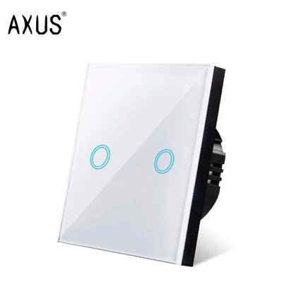 AXUS EU Touch Switch | AC100-240V LED Backlight Panel, Tempered Glass Wall Light Sensor Switch, 1/2/3 Gang
