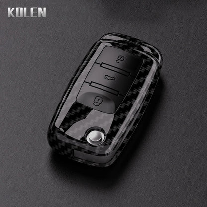 ABS Carbon Fiber Car Key Case Cover for VW, SEAT & Skoda – Fits Polo, Golf, Passat, Beetle, Tiguan, Leon, Altea, Octavia, Kodiaq