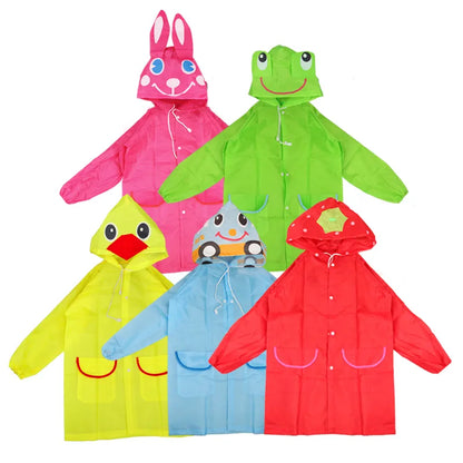 Kids Cartoon Raincoat - Animal Style Waterproof Rainwear for Children with Folding Design