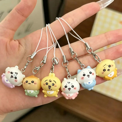 Kawaii Mini Resin Pendant Keychain - Cute Baby Outfit Phone Lanyard and Bag Charm for Girls