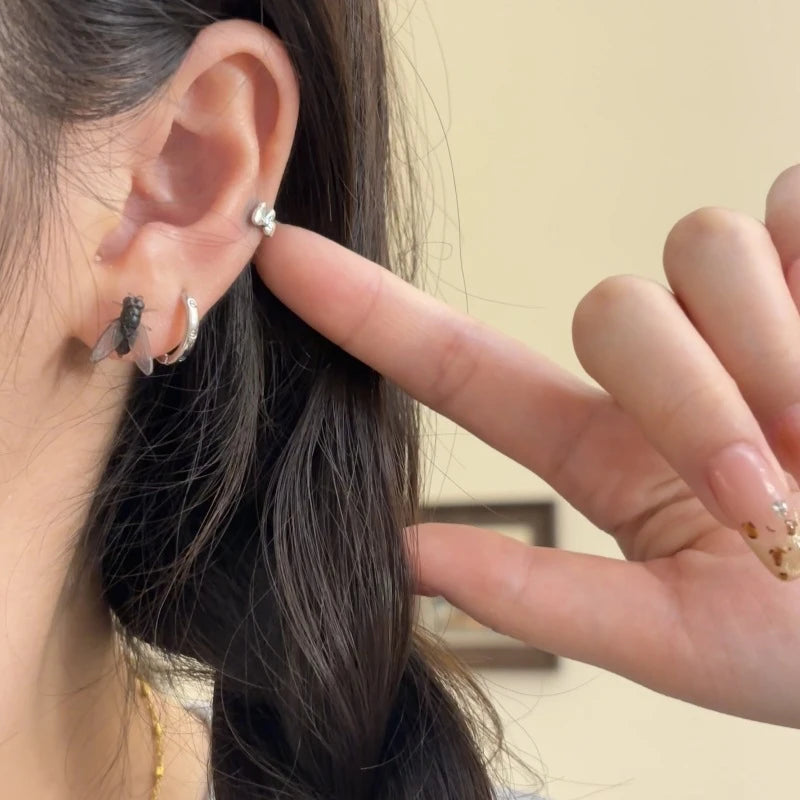 Funny Fly Stud Earrings - Realistic Insect Halloween & Party Jewelry for Women