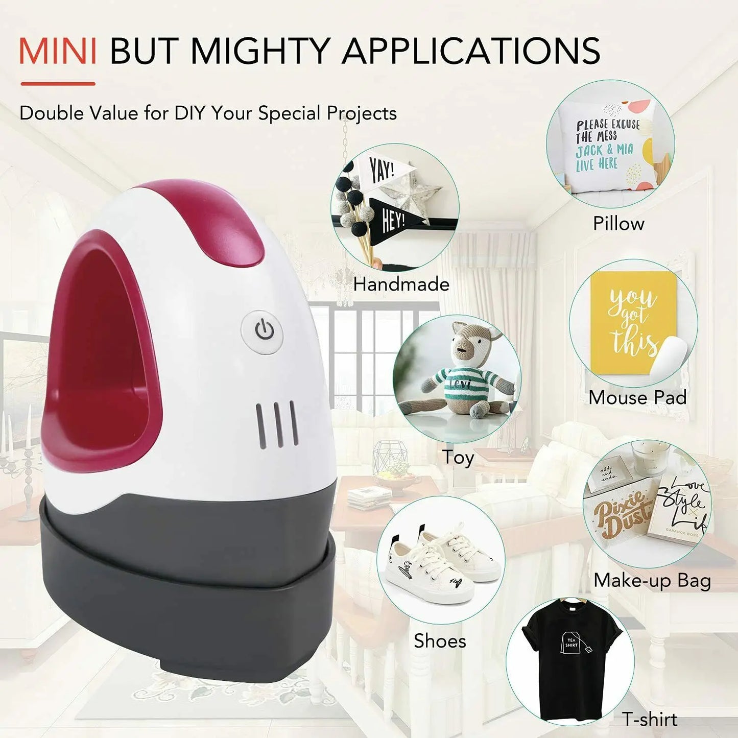 HTVRONT Mini Heat Press Machine — Portable Easy Press for HTV Vinyl, Cricut DIY Printing on T-Shirts, Clothes, Bags, Hats, and Pads