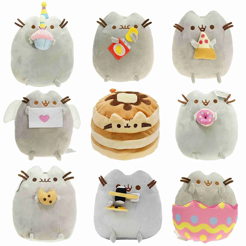 Pusheen Cat Figure and Plush Pillow - Cute Anime Desk Decor, Fluffy Cushion Ornament, Birthday Gift for Cat Lovers and Pusheen Fans