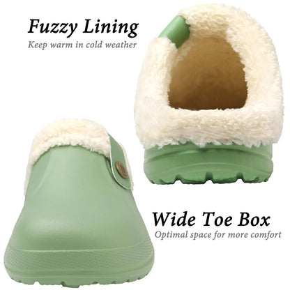 Bebealy Casual Women’s Garden Shoes & Warm Fluffy Men’s Waterproof Winter Slippers – Outdoor Antiskid Classic Leopard Design