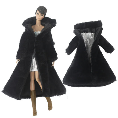 1:6 Scale Doll Clothes – Fur Coat Dress Outfit for 11.5" (30cm) Dolls, Multiple Styles, Gift for Girls