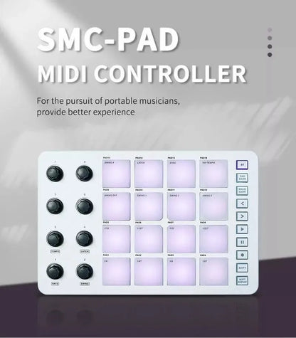 M-VAVE SMC-PAD Wireless MIDI Controller – Portable Percussion Keyboard with USB-C Interface, Compact MIDI Pad for Music Production