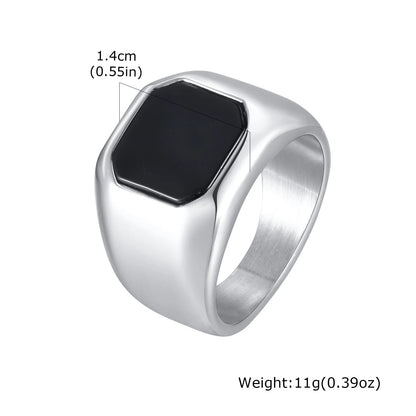 Punk Vintage Ethnic Rings for Men – Retro Viking Knot Rune, Black Geometric Square Stone Signet Jewelry