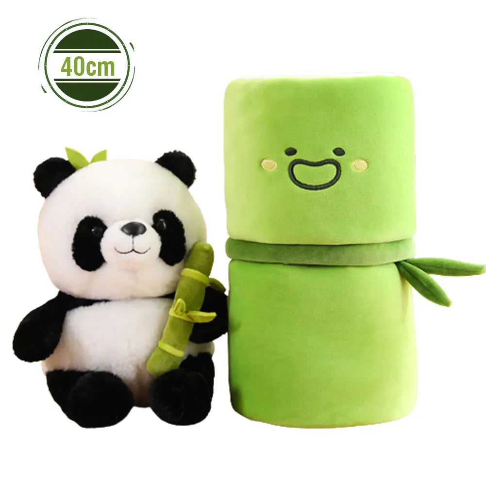Kawaii Bamboo Tube Panda Plush Toy Set – Cute Reversible Stuffed Bear Dolls, Children’s Valentine’s Day Gift