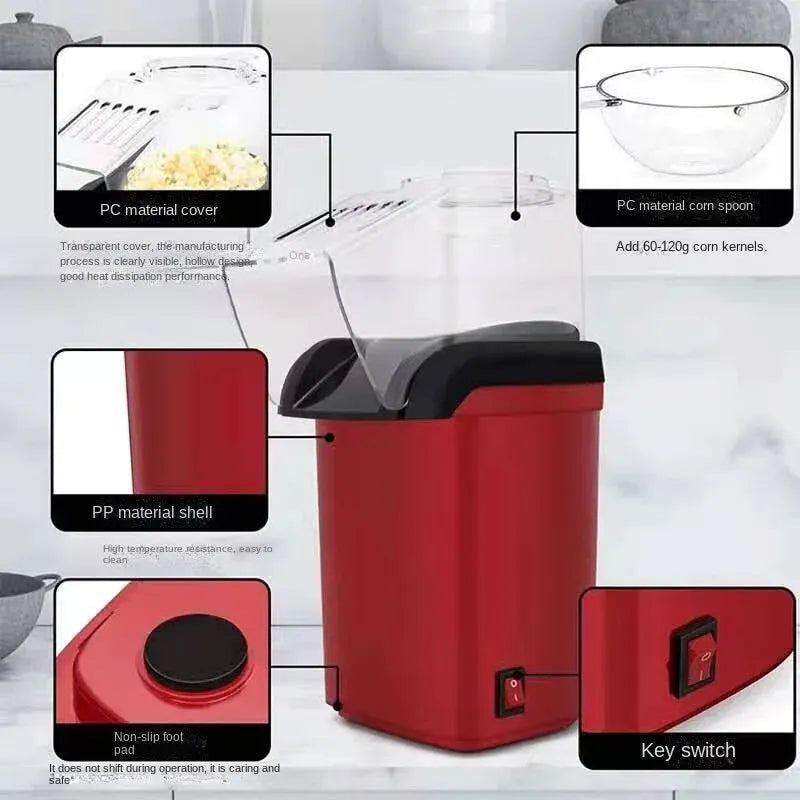 Mini Electric Popcorn Maker: Fully Automatic Household Appliance for Home Kitchen - Easy Popcorn Machine