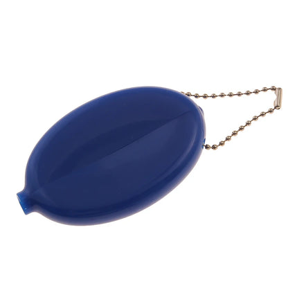 Small Oval PVC Coin Purse – Colorful Change Holder with Chain for Travel & Accessories