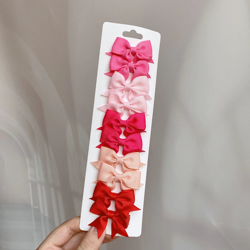 10pcs Kids Bow Hair Clips - Handmade Ribbon Bowknot Barrettes for Baby Girls Hair Accessories
