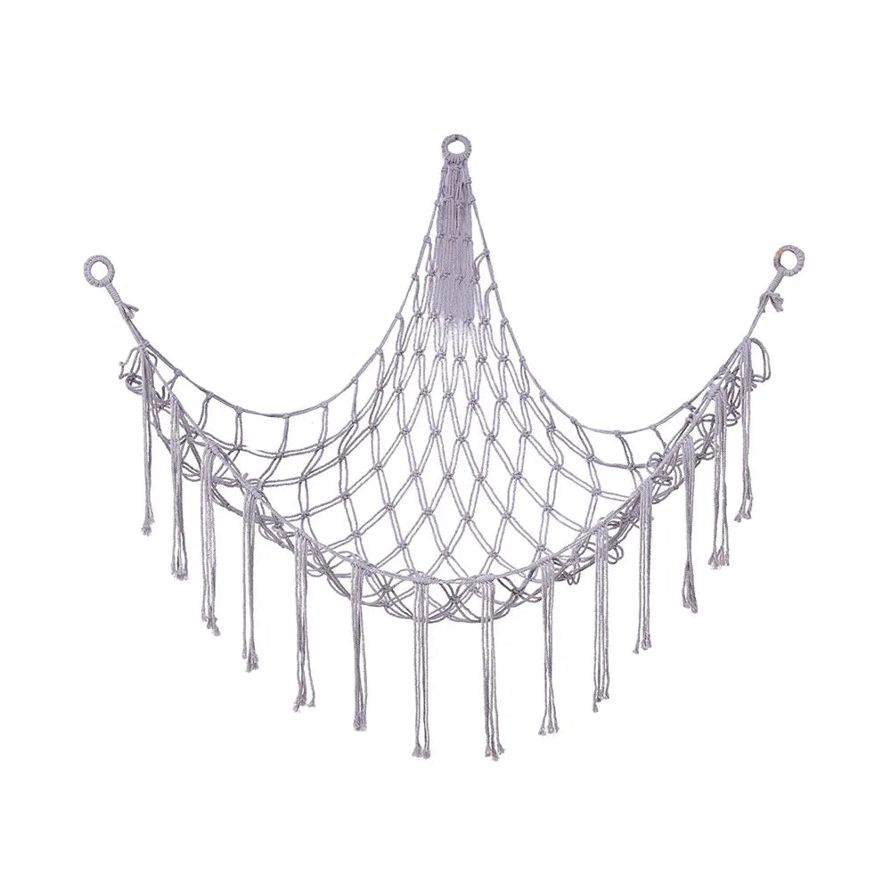 Kids Toy Hammock Wall Corner Hanging Storage Net – Woven Cotton Stuffed Animal Organizer