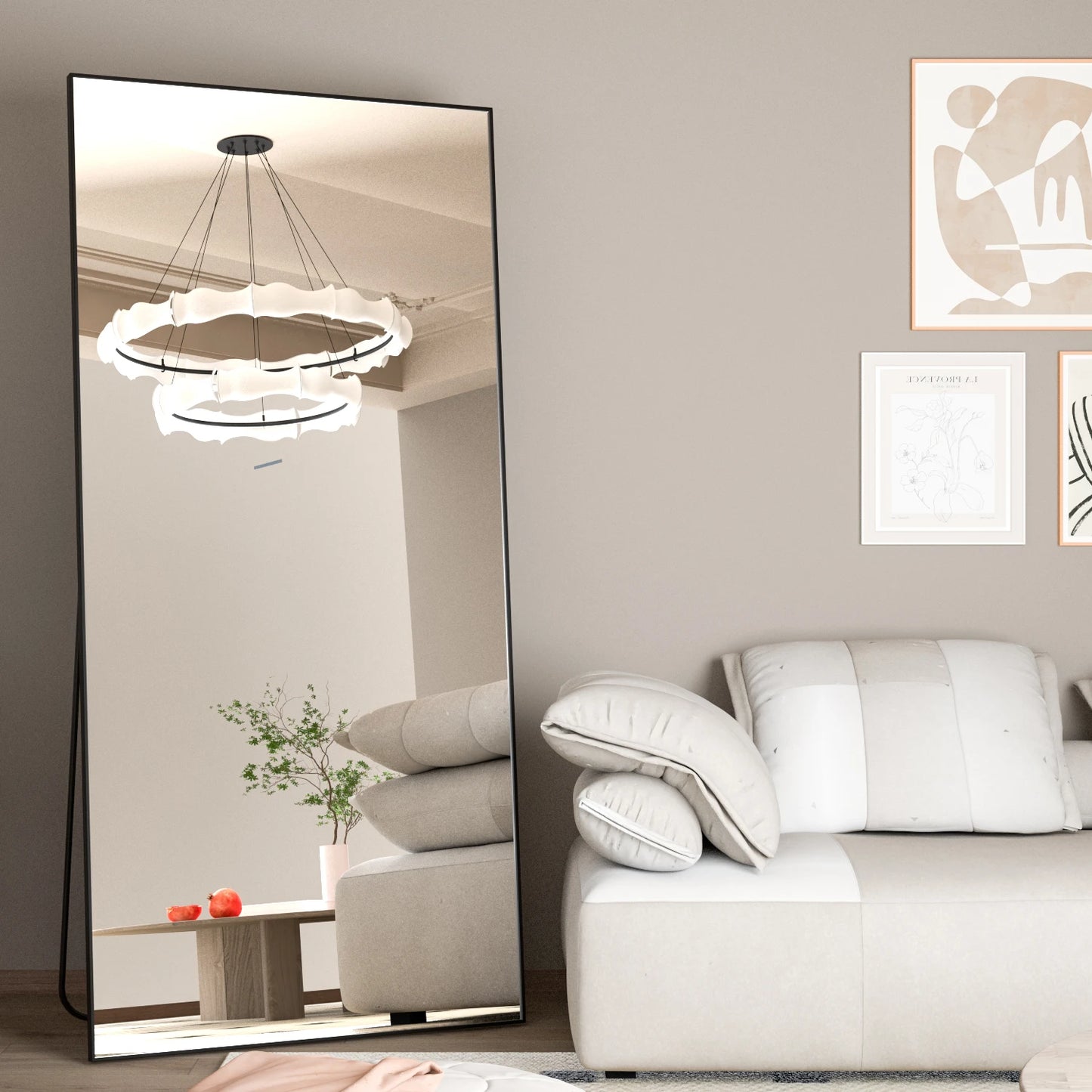 CASSILANDO Full-Length Floor Mirror – 65"x24" Black Metal Frame Full Body Standing Mirror