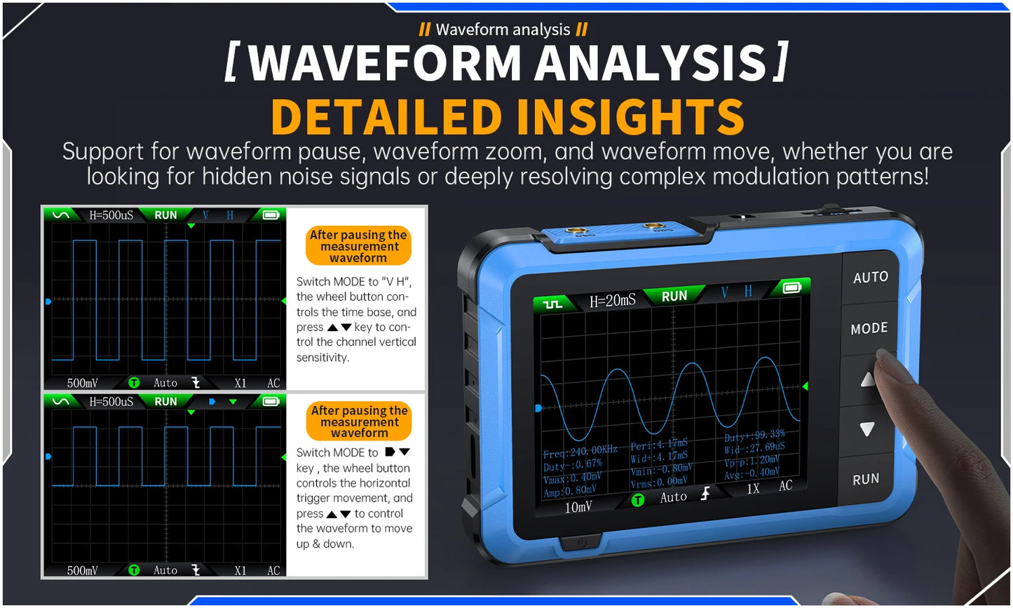 FNIRSI DSO510 DSO152 DSO153 Mini Handheld Digital Oscilloscope | 2-in-1, 48MS/s, 10MHz Bandwidth for Electronic Repair