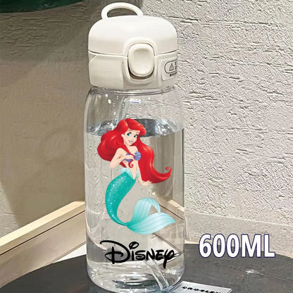600/400ML Mermaid Princess Water Cup – Portable Transparent Plastic Sport Bottle for Kids