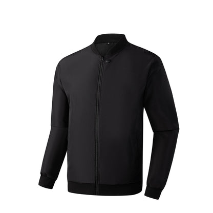 2024 Men's Spring Autumn Jacket – Short Loose Baseball Collar, Solid Color, Business Casual Thin Coat