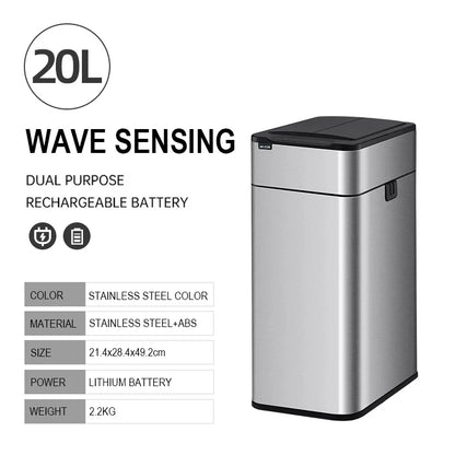 Smart Stainless Steel Trash Can – Automatic Wastebin for Kitchen & Home, 20-60L Large Capacity Garbage Bin