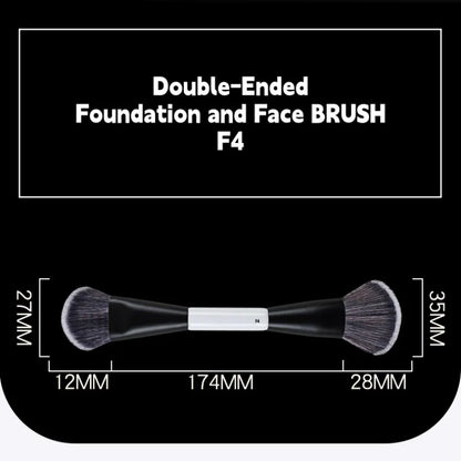 Dual-Ended Foundation Makeup Brush - F1 Blush, F2 Contour & F4 Powder Brush Set with Box