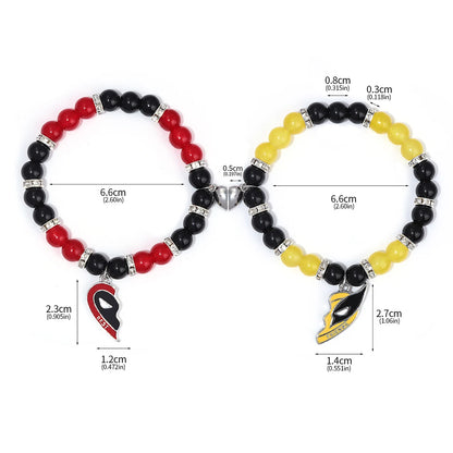Best Friends Clown Mask Keychain & Bracelet Pendant Combo – Red & Yellow Love Jewelry for Friends