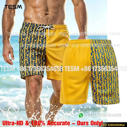 Men’s Lion Print Beach Shorts - Casual Summer Vacation & Sports Running Shorts