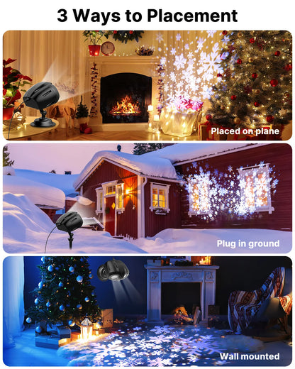 Christmas Snowfall Projector Lights – Dynamic LED Snowfall Spotlight, IP65 Waterproof Holiday Decoration