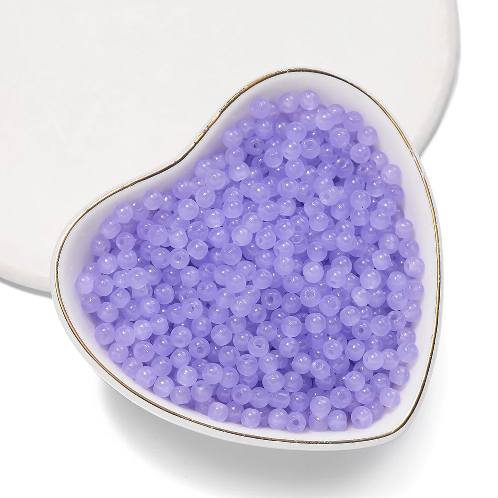 50/100pcs 4mm Colored Glass Jade Beads - Round Spacer Beads for DIY Earrings, Necklaces & Bracelets