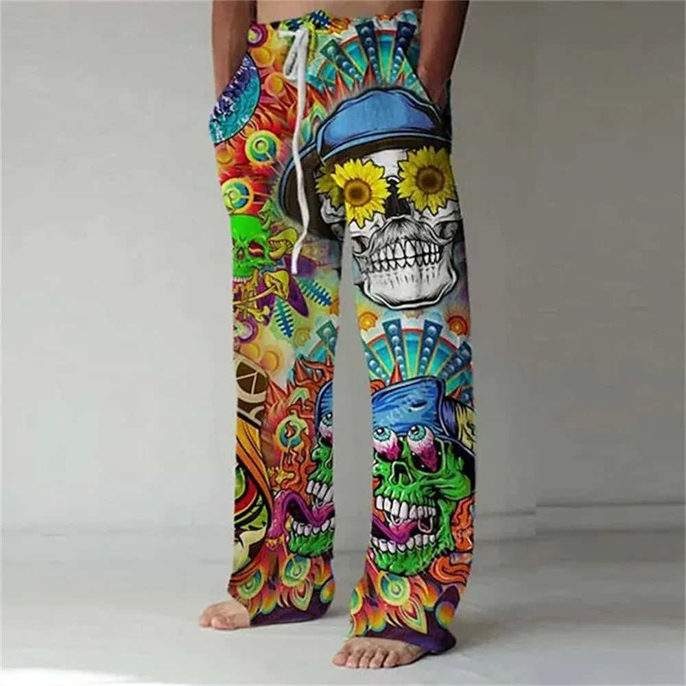 Men’s 3D Printed Wide-Leg Pants - Hip-Hop Streetwear Trendy Casual Trousers