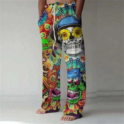 Men’s 3D Printed Wide-Leg Pants - Hip-Hop Streetwear Trendy Casual Trousers