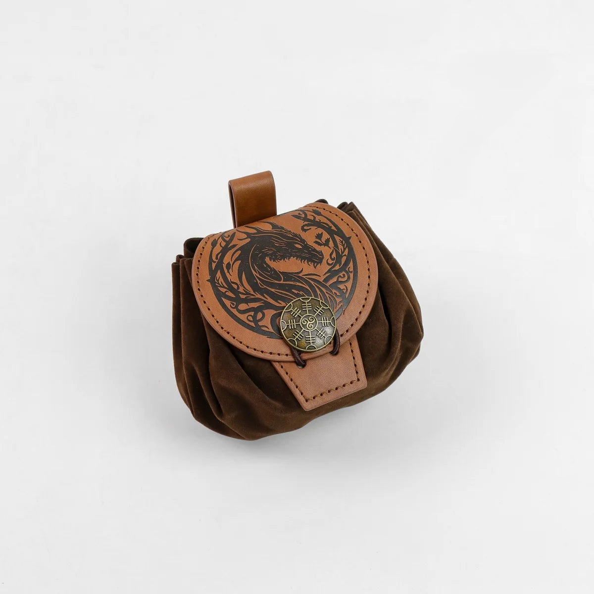 Medieval Faux Leather Waist Bag - Retro Drawstring Belt Pouch for Outdoor Wear, Cosplay and Coin Storage