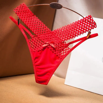 Women’s Ice Silk Thong Panties - Low Waist Cross-Cut Sexy Lingerie