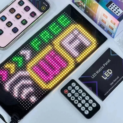Double Row Programmable LED Matrix Display - App-Controlled Scrolling Text, Evil Eye Animation Sign for Cars, Trucks, and Parties