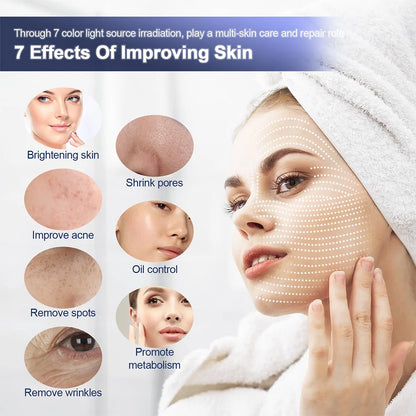 Foreverlily LED Face Mask PDT Machine – 7 Colors Light Photon Skin Rejuvenation, Facial & Body Beauty Spa with Nano Spray Mist