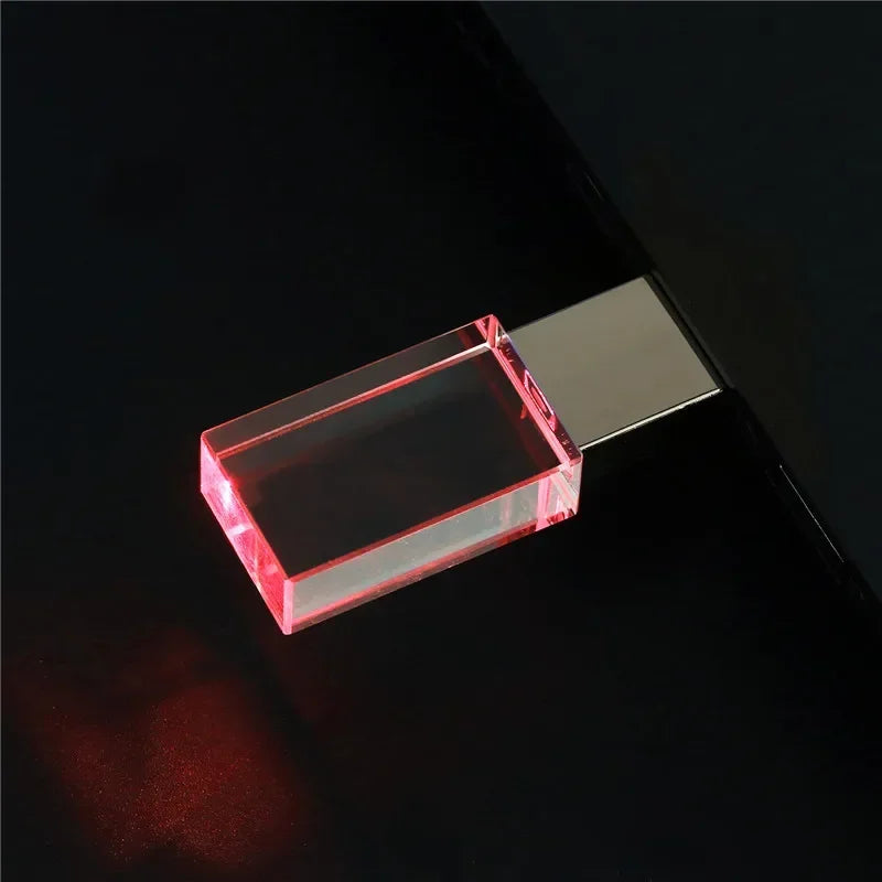 Crystal USB Flash Drive - LED Memory Stick 8GB–64GB