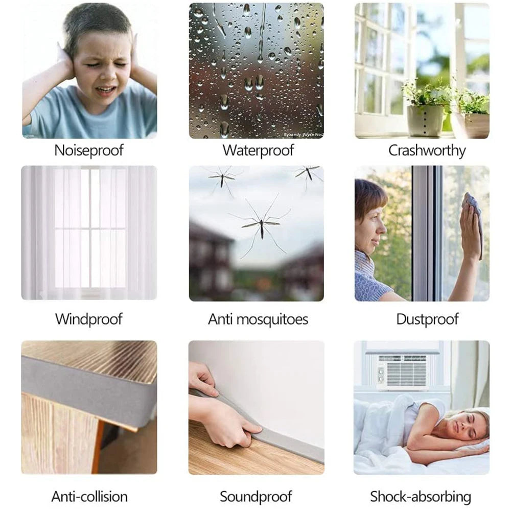 4M PU Sponge Foam Seal Strip Tape - Adhesive Anti-Collision Soundproof Weather Stripping for Doors, Windows, Furniture Protection