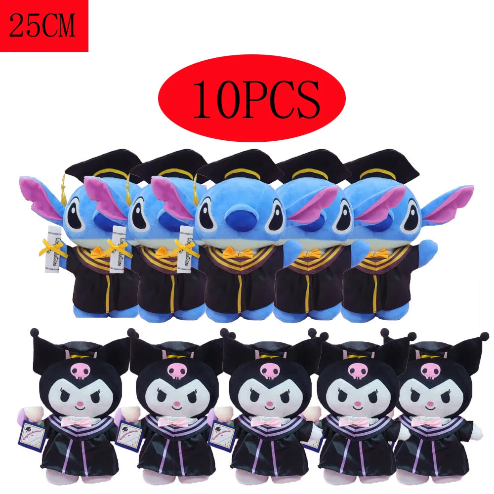 Anime Plush 25cm – Cinnamoroll, My Melody, Kuromi & Hello Kitty Kawaii Soft Stuffed Graduation Doll Gift