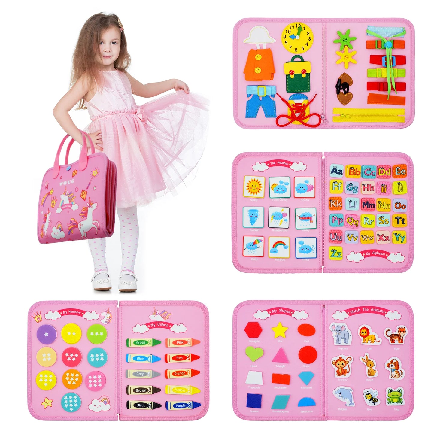 Montessori Busy Board for Toddlers – Sensory Busy Book for Early Education & Fine Motor Skills Learning Toys