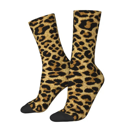 Custom Funny Leopard Print Socks – 3D Animal Cheetah Pattern Warm Sports Socks for Men & Women
